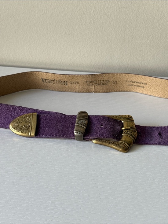 Vero Moda Accessories - Vintage Purple Suede Leather Western Belt Brass Buckle